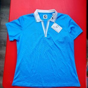 NWT FJ FootJoy golf shirt blue women's size L